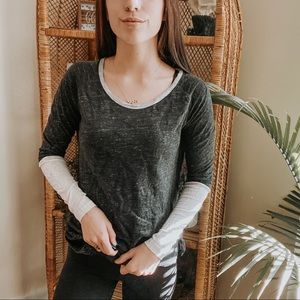 Madewell Modern Linen Raglan Colorblock Tee